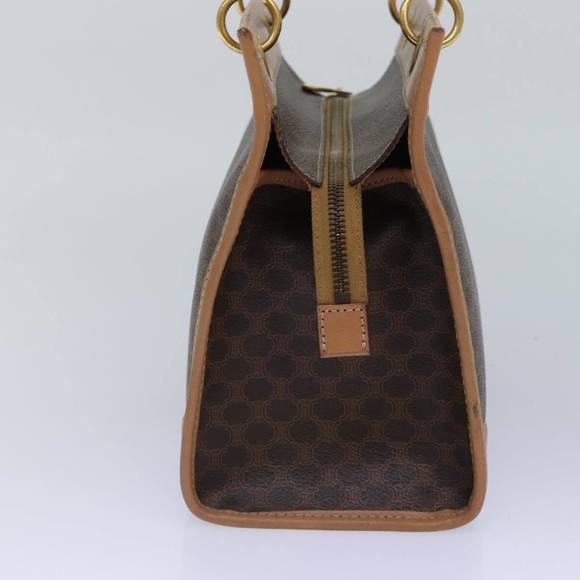 CELINE Macadam Canvas Hand Bag PVC Leather Brown Gold Auth 87901 - Picture 4 of 16